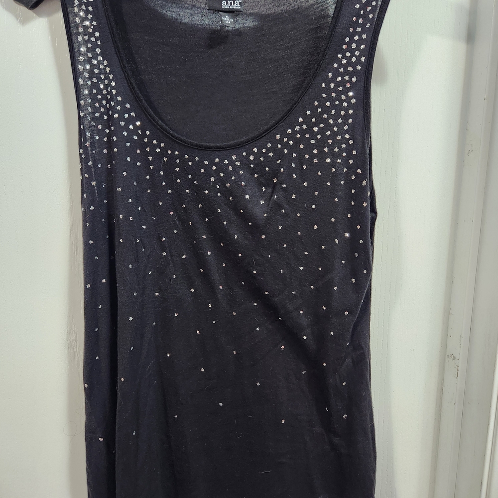 a.n.a Black Rhinestone Tank Top